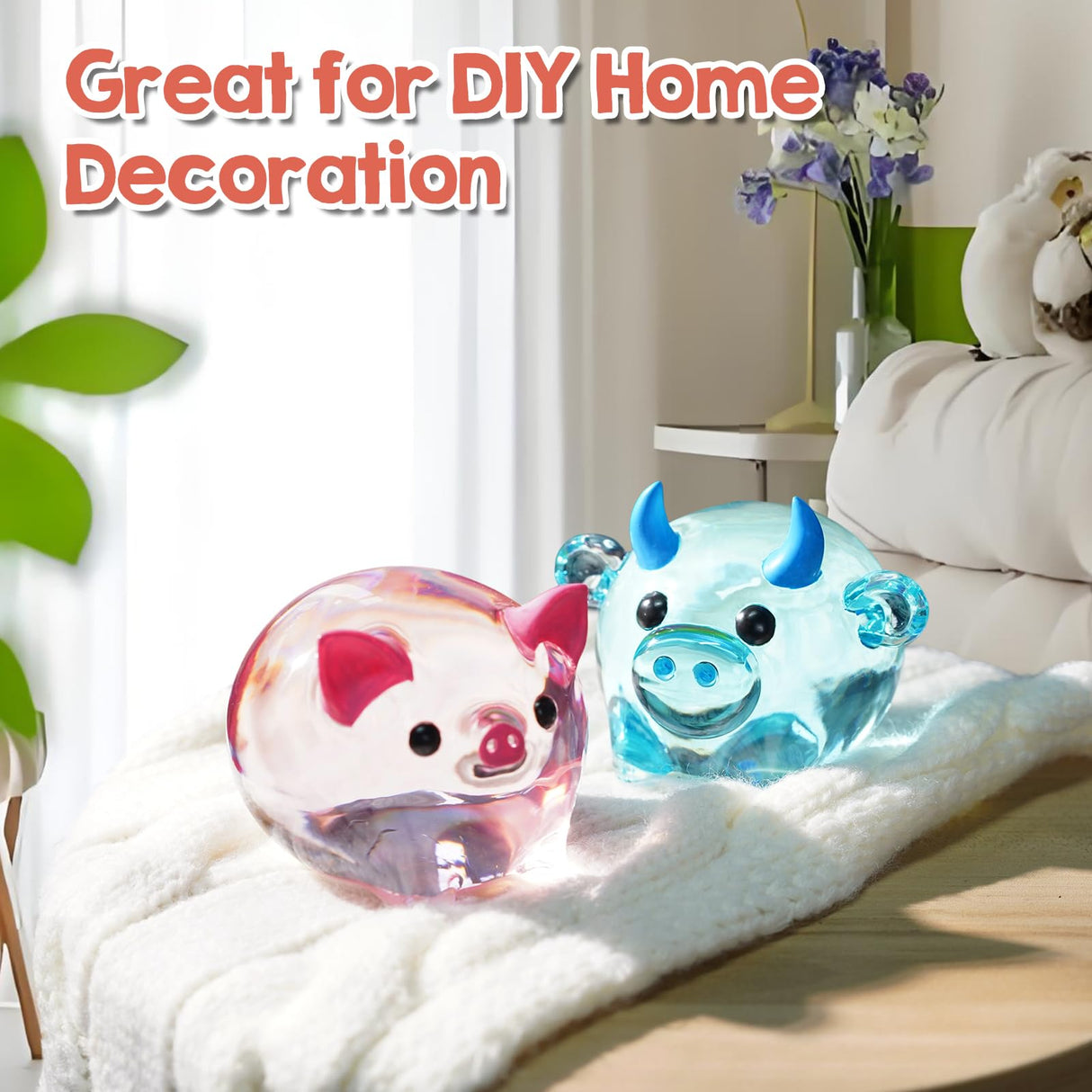 LET’S RESIN Animal Resin Molds, Cute Pig and Cow Figurine Silicone Molds for Epoxy Resin, Large 3D Round Resina Molds for Flowers Preservation, Resina Crafts, Home Desk Decor & Gifts for Animal Lovers LET'S RESIN