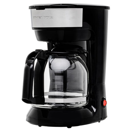 OVENTE 12-Cup Drip Coffee Maker with Borosilicate Glass Carafe, One-Touch Operation Machine, Anti-Drip System, Reusable Filter and Clear View Water Level Gauge, Ideal for Home or Office, Black CM412B OVENTE