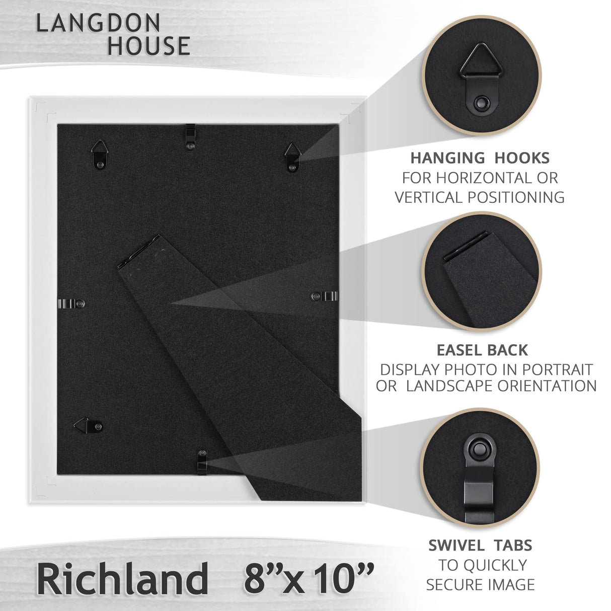 Langdon House 8x10 Picture Frames (Distressed White, 3 Pack) Farmhouse Style, Richland Collection Langdon House