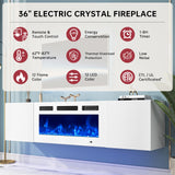 oneinmil 70" Floating Fireplace TV Stand with 36" Electric Fireplace, Wall Mounted Floating Entertainment Center with Storage, TV Console with Fireplace, Floating TV Cabinet, All White oneinmil