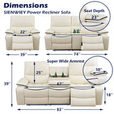 SIENWIEY Power Recliner Sofa Set with LED Lights,Leather Reclining Couch Set 2 Pieces, Creamy White Leather Couch Set with Pull Down Coffee Table/Storage Cabinet/Cup Holders(Sofa+Loveseat) SIENWIEY