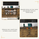 jiteentarou 103" Large Wall Unit TV Stand with Storage, Farmhouse Entertainment Center with Bookshelves for TVs up to 80", Wall Unit TV Stand with Power Outlets, TV Stands for Living Room, Brown jiteentarou