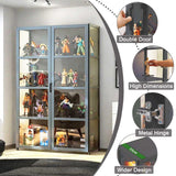 Curio Display Cabinet, 4-Tier Storage Shelves with Acrylic Double Door, Collectibles Toy Organizers Rack & Display Shelf, Bookshelf and Bookcase for Playroom, Bedroom,Grey,130×82cm/51×32in Generic