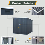 Jaxenor 6x8FT Outdoor Storage Shed with Lockable Double Doors, Metal Lean to Garden Shed with Free PC Light Board for Tools, Small Outside Storage Shed Waterproof for Backyard, Patio, Gift for Dad Jaxenor