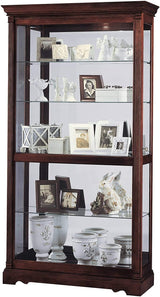 Howard Miller Dublin Curio Cabinet 680-337 – Windsor Cherry Finish Home Decor, Four Glass Shelves, Five Level Display Case with Locking Slide Door & Halogen Light Howard Miller