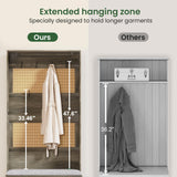 HOVANESTY Hall Tree with Bench and Shoe Storage, 5-in-1 Entryway Bench with Coat Rack, Padded Seat Cushion, 7 Tri-Hooks, Adjustable Shelf, Farmhouse Boho Furniture Organizer for Hallway, Ash Gray HOVANESTY