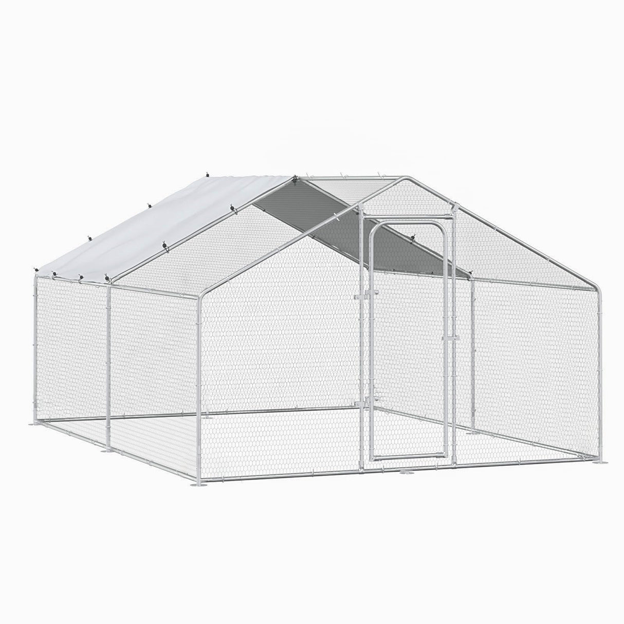 BOSSIN Bold Chicken Coop Run Large Metal Chicken Pen Outdoor, Poultry Cage Spire Shape, Heavy Duty Walkin for Yard with Waterproof and Anti-UV Cover, for Rabbits Habitat BOSSIN