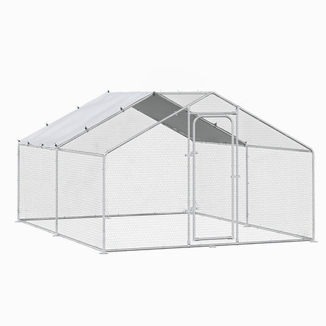 BOSSIN Bold Chicken Coop Run Large Metal Chicken Pen Outdoor, Poultry Cage Spire Shape, Heavy Duty Walkin for Yard with Waterproof and Anti-UV Cover, for Rabbits Habitat BOSSIN