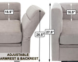 asunflower Loveseat Sofa with Storage Seat, Modular Sectional Sofa with Ottoman Small Couch for Small Spaces Convertible L Shaped 2 Seater Love Seats Couch for Bedroom, Home Office, Grey asunflower