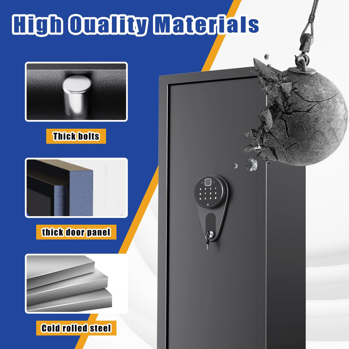 5-8 Gun Safe,Gun Cabinet for Rifles and Pistols, Tall Gun Safe for Shotguns, Biometric Gun Cabinet for Home with Alarm System and Silent Mode, Detachable Gun Rack, Black (51.9"H x 11"D x 11.8"W) ZZXCBB