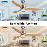 Ovlaim 60 inch Smart Ceiling Fan with Light Remote Control, Dimmable Led Quiet DC Motor Wood Ceiling Fan for Living Room, Bedroom, Patio, Farmhouse Ovlaim