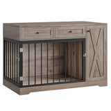 Dog Crate Furniture Kennel with Double Doors Wooden Pet House with 2 Drawers and Storage Cabinet, Indoor Dog Cage Farmhouse Modern Side End Table for Small Medium Dogs, Rustic TTVIEW