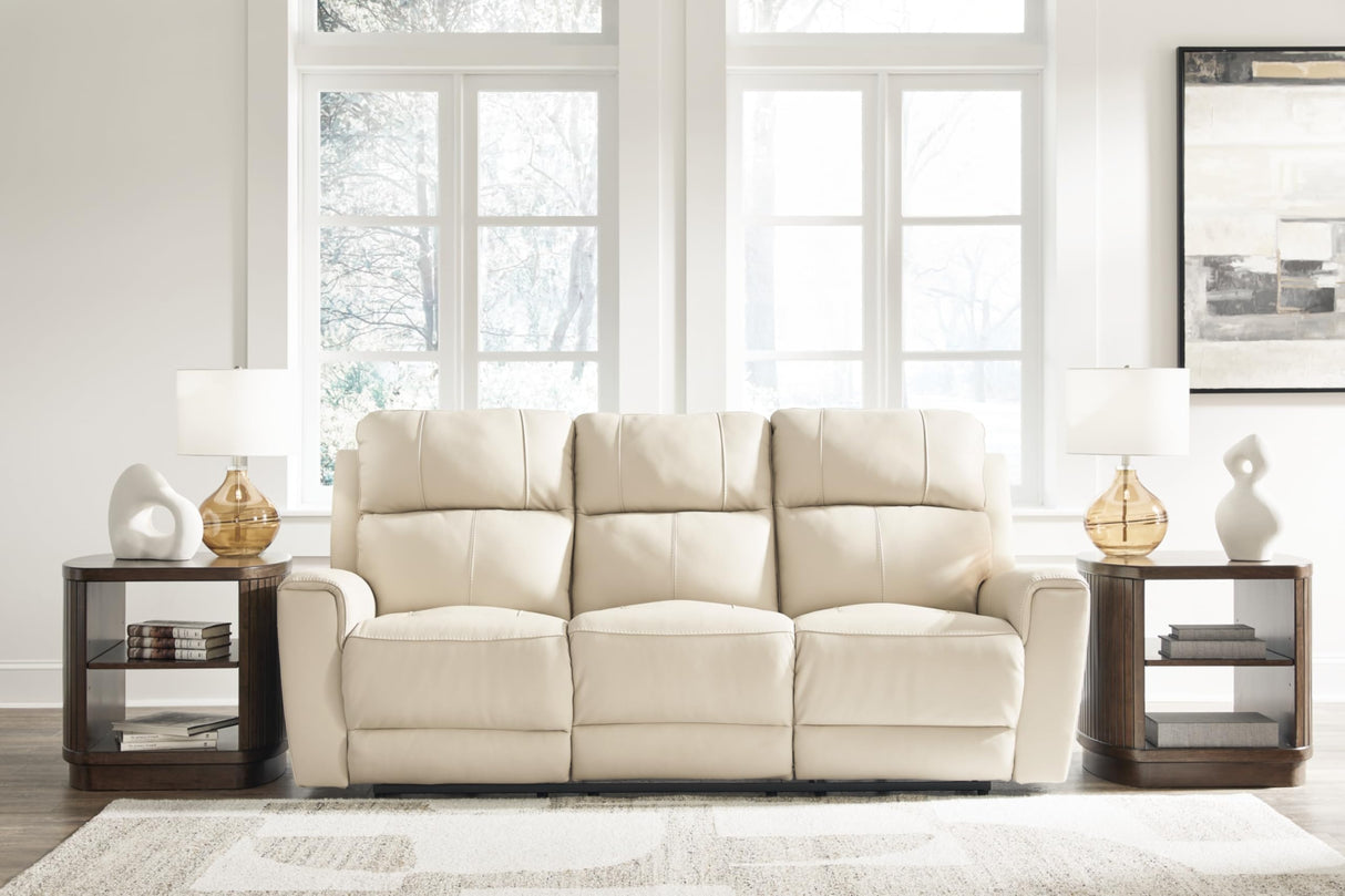 Signature Design by Ashley Dahlmoore Modern Leather Match Power Reclining Sofa with USB Ports, Beige Signature Design by Ashley