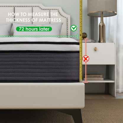 QUEEN ROSE Twin Mattress, 12 Inch Twin Size Hybrid Mattress in a Box, Gel Memory Foam & Individually Pocket Innerspring Bed Mattress, Medium Firm CertiPUR-US Certified & Fiberglass Free