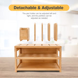 Homde Bamboo Desk Organizer with File Holder, Office Organization for Desks with Adjustable Pen Holding, Desktop Letter Paper Tray Storage for Workplace Home School (3-Tier,Natural) Homde