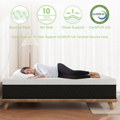 JEEKEA 14 inch Full Size Mattress in a Box - 14 Inch Memory Foam Mattress Full Size Bed - Hybrid Mattress Full for Back Pain Relief - Medium Firm Mattress with Motion Isolation & Strong Edge Support