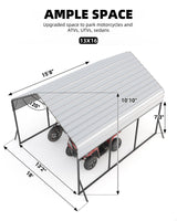 13 x 16 FT Metal Carport, Heavy Duty Carports Reinforced Frame and Steel Roof, All-Weather Shelter Canopy for Pickups, Boats, Cars, and Tractors KYBOLT