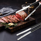 4 Pack Premium Stainless Steel Kitchen Tongs, Serving Tongs for Cooking, XEVOM Metal Food Tongs with Non-Slip Grip, Heat Resistant Grill Tongs 10 inch XEVOM