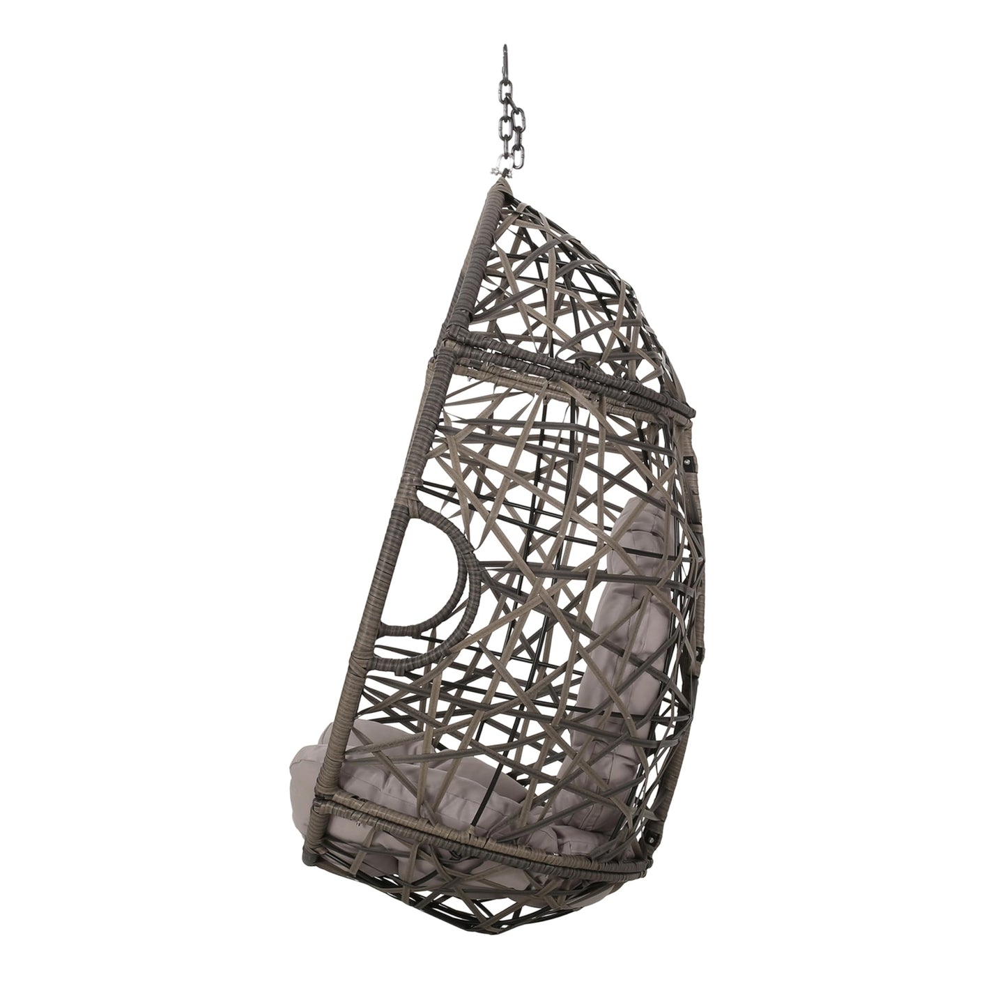 Christopher Knight Home Cayuse Outdoor Wicker Hanging Egg Chair, Gray