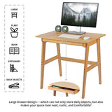 Nnewvante Writing Computer Desk 31.5" Bamboo Home Office Table with Large Drawer, Modern Furniture Simple Study Makeup Workstation Nnewvante