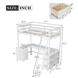 Harper & Bright Designs White Twin Size Loft Bed with U-Shaped Desk, Drawers, and Storage Shelves Harper & Bright Designs