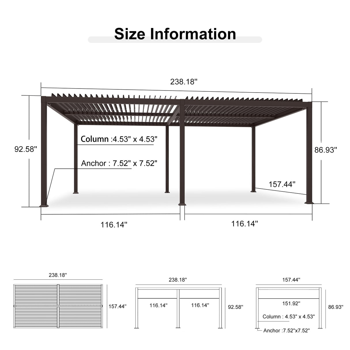 PURPLE LEAF 13' x 20' Louvered Pergola Outdoor Adjustable Louvre Shade Modern Patio Aluminum Pergola with Retractable Roof for Deck Backyard Garden Hardtop Gazebo PURPLE LEAF