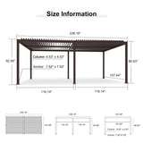 PURPLE LEAF 13' x 20' Louvered Pergola Outdoor Adjustable Louvre Shade Modern Patio Aluminum Pergola with Retractable Roof for Deck Backyard Garden Hardtop Gazebo PURPLE LEAF