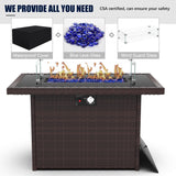 LayinSun 10 Pieces Outdoor Patio Furniture Set with Fire Pit Table, Rattan Wicker Sectional Swivel Rocker Chairs Sets LayinSun