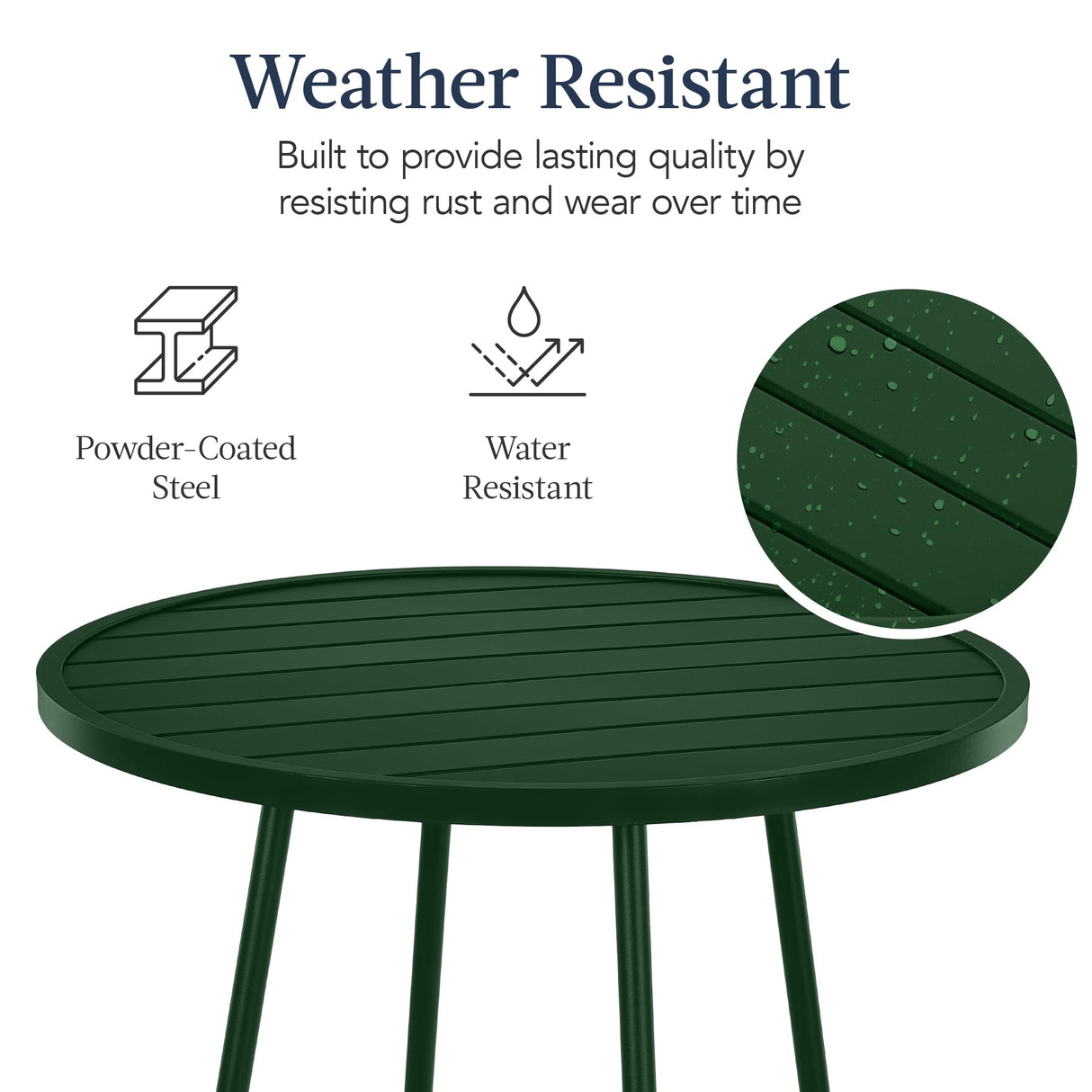 Best Choice Products 3-Piece Patio Dining Set, Bar Height, Outdoor Bistro Set, Outdoor Round Bar Table w/ 2 Bar Stools, Steel - Dark Green Best Choice Products
