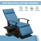 Domi Adjustable Patio Recliner Chair Metal Outdoor Lounge Chair with Flip Table Push Back, Adjustable Angle, Removable Cushions, Support 350lbs, Navy Blue domi outdoor living