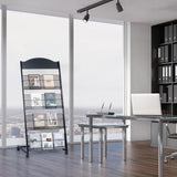 lesolar Floor-Standing Magazine Rack 4-tier Newspaper Holder Book Display Shelf Brochure Display Stand Floor Suitable for Exhibitions Shopping Malls Hospitals Offices School (Black) lesolar