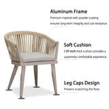 PURPLE LEAF 7 Pieces Outdoor Dining Set with Patio Aluminium Dining Table and Wicker Rattan Chairs Modern Furniture Cushions Sets for Backyard Indoor Decor Kitchen Champagne PURPLE LEAF