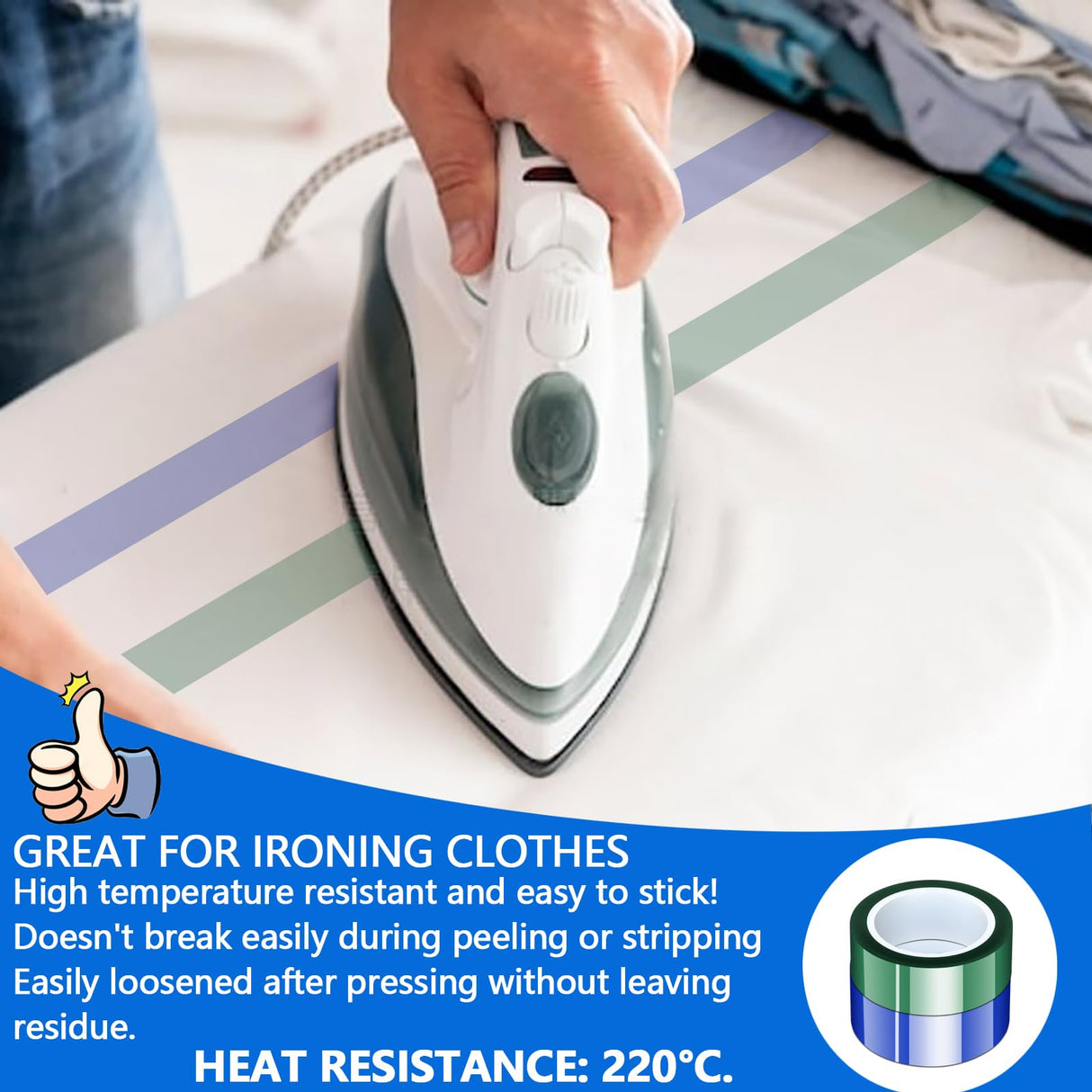 Potanro 6 Rolls Heat Resistant Tape Heat Tape Rolls Adhesive Transfer Tape for Heat Sublimation Press Vinyl,No Residue (20mm x 16m) Potanro