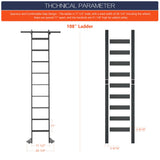 HARDJULAN 108" Black Sliding Library Ladder with 4FT Telescopic Hook Track – Lightweight Aluminum Rolling Ladder with Braking Wheels, Kit for Home, Loft, and Bookshelves HARDJULAN