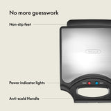 BELLA Classic Waffle Iron, 4 Square Belgian Waffle Maker, Non-stick Extra Large Plates for Easy Cleanup, Cool Touch Handles, Stainless Steel, Black, 1400W BELLA