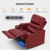 MCombo Triple Motors Power Recliner Chair with Power Headrest & Lumbar Support for Living Room, Home Theater Seating with Armrest Storage, Tray Table and Dual Charging Ports HTS708 (Red) MCombo