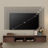 FITUEYES Floating TV Stand Shelf for TVs up to 85 Inch, Wood Floating Entertainment Center with Sliding Barn Door, Floating TV Shelf Media Console Table for Living Room, Bedroom, Rustic Brown FITUEYES
