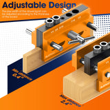 BLEKOO Self Centering Doweling Jig Kit, Drill Jig For Straight Holes Biscuit Joiner Set With 6 Drill Guide Bushings, Adjustable Width Drilling Guide Power Tool Accessory Jigs (Gold) blekoo