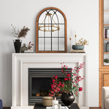 Tangkula Arched Window Mirror, Farmhouse Window Frame Decor Wall Mounted Mirror, 24" x 36" Wall Mirror Windowpane Decoration for Living Room, Bedroom, Entryway, Bathroom Tangkula