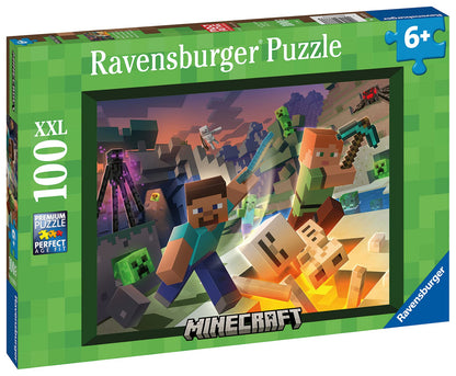 Ravensburger Monster Minecraft 100 Piece Puzzle for Kids | Engaging Imagery | Durable XXL Pieces | Easy to Clean Matte Finish | Ideal for Ages 6-8