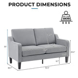 VINGLI Loveseat 53" Small Couch Loveseat Sofas for Living Room Mid Century Modern Sofa Couch Light Grey Love Seat Couches with Scooped Arms for Small Spaces, Bedroom, Apartment, Studio VINGLI