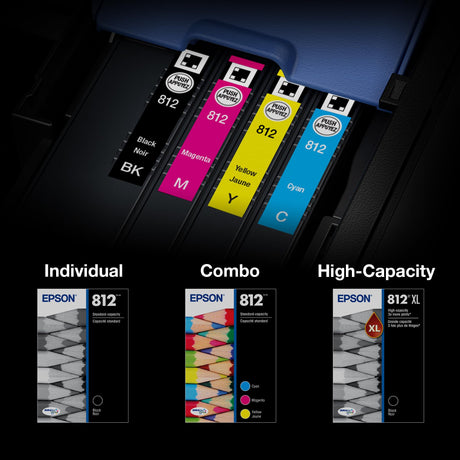 EPSON 812 DURABrite Ultra Ink High Capacity Black & Standard Color Cartridge Combo Pack (T812XL-BCS) Works with WorkForce Pro WF-7310, WF-7820, WF-7840, WorkForce EC-C7000 Epson