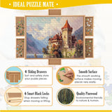 Puzzle Board, 1500 Pieces Rotating Puzzle Board with 6 Drawers and Cover, Wooden Lazy Susan Puzzle Table for Adults (27'' × 35'') Qiqidog