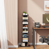 TUTOTAK Narrow Bookshelf, 8-Tier Bookcase, Spine Book Shelf for Small Space, Corner Standing Shelf for Living Room, Office, Study, Entryway, Black BS06BK008 TUTOTAK