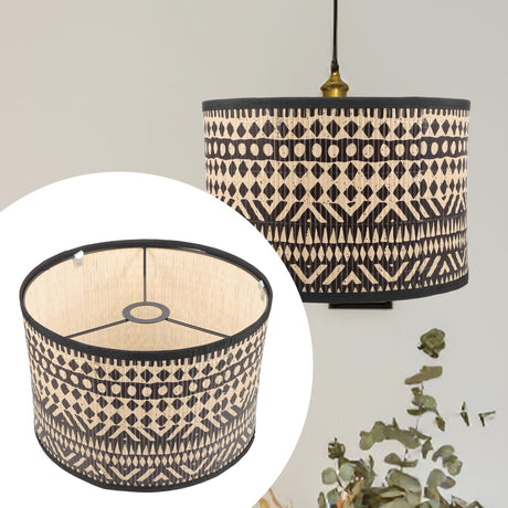 Bamboo Lamp Shade, Vintage Drum Lampshade Table Lamp Shade Chandelier Lamp Covers Replacement Light Accessory for Pendant Floor Lamps, 30X30x20CM Uonlytech