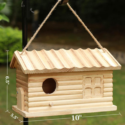 STARSWR Bird House Outdoor Bluebird House for Outside Clearance, Hanging Bird Houses,Cardinals Unfinished Wooden Bird Nesting Box