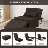 Ainfox Convertible Sofa Bed,4-in-1 Multi-Functional Futon Chair Bed, Folding & No Installation Sofa Couch with Adjustable Backrest Recliner for Living Room, Small Spaces and Office(Dark Brown) Ainfox