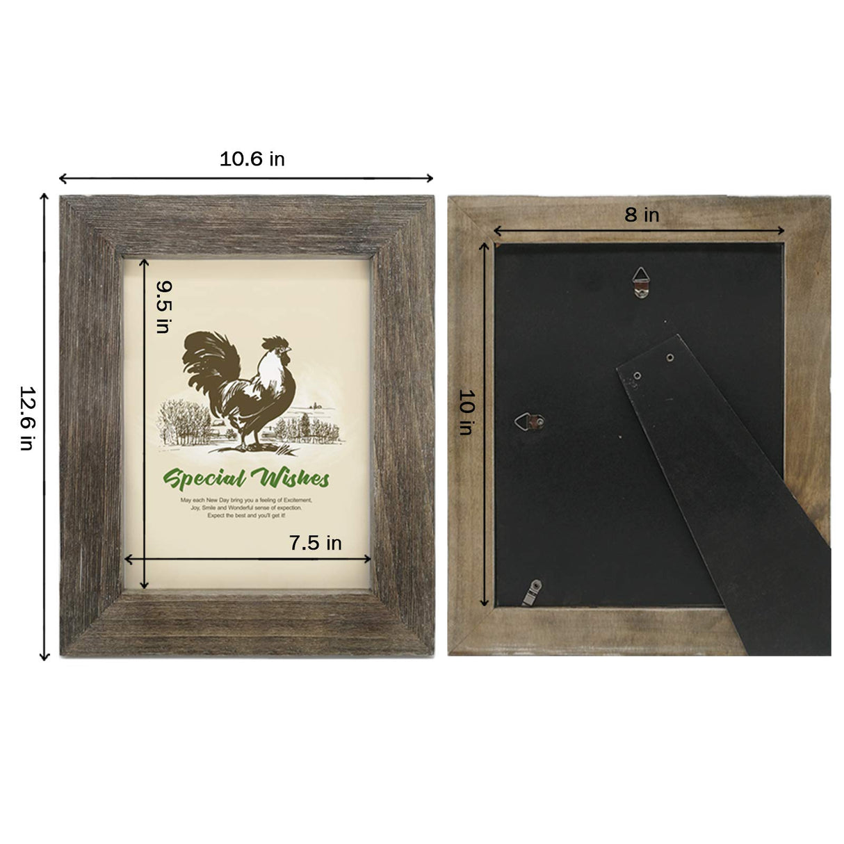 IKEREE 8x10 Rustic Farmhouse Distressed Picture Frame, Weathered Grey, Built-in Easel for Tabletop or Wall Mounting Display… IKEREE