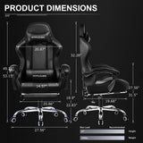 GTPLAYER Gaming Chair, Computer Chair with Footrest and Lumbar Support, Height Adjustable Game Chair with 360°-Swivel Seat and Headrest and for Office or Gaming (Faux Leather, Black) GTPLAYER