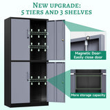 Letaya Metal Storage Cabinets with Lock Door and Shelves, Steel Garage Tool Cabinets for Home,Office, Warehouse,Lockers(71"-Black Gray) Letaya